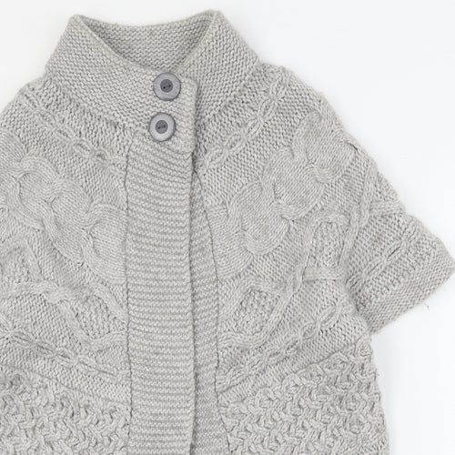 Marks and Spencer Womens Grey High Neck  Acrylic Cardigan Jumper Size 16