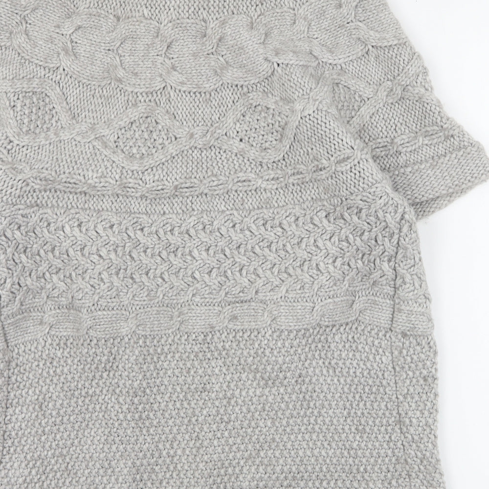 Marks and Spencer Womens Grey High Neck  Acrylic Cardigan Jumper Size 16