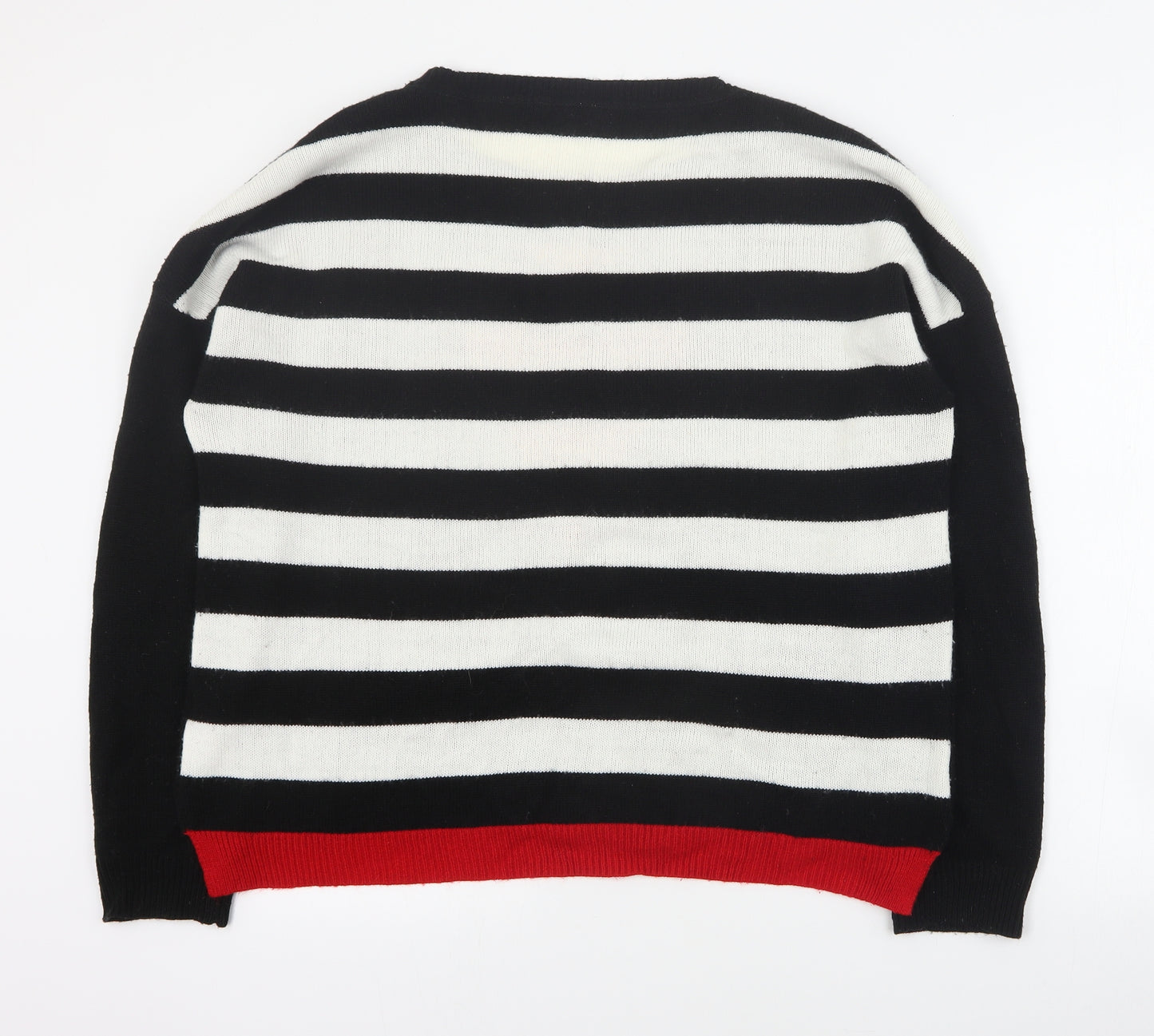 New Look Womens Black Round Neck  Acrylic Pullover Jumper Size L   - Christmas