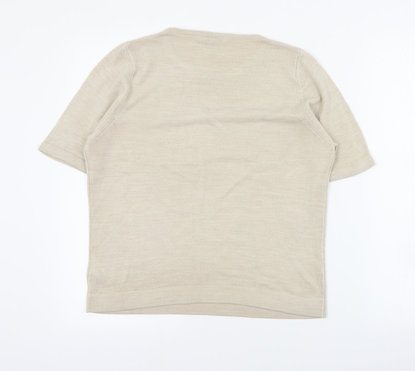 Marks and Spencer Womens Beige Round Neck  Acrylic Pullover Jumper Size 12