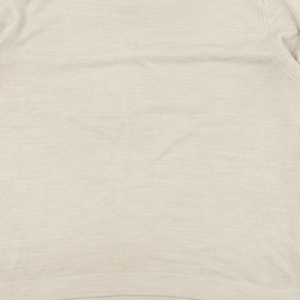 Marks and Spencer Womens Beige Round Neck  Acrylic Pullover Jumper Size 12