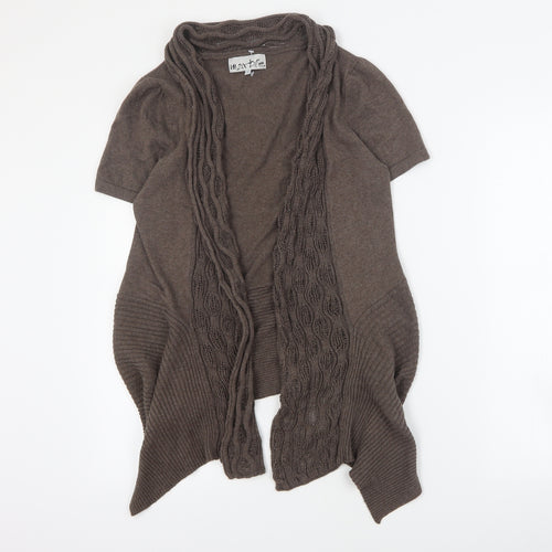 Marble Womens Brown V-Neck  Cotton Cardigan Jumper Size S