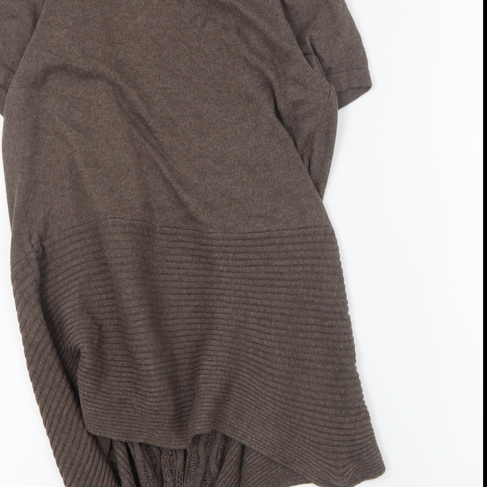 Marble Womens Brown V-Neck  Cotton Cardigan Jumper Size S