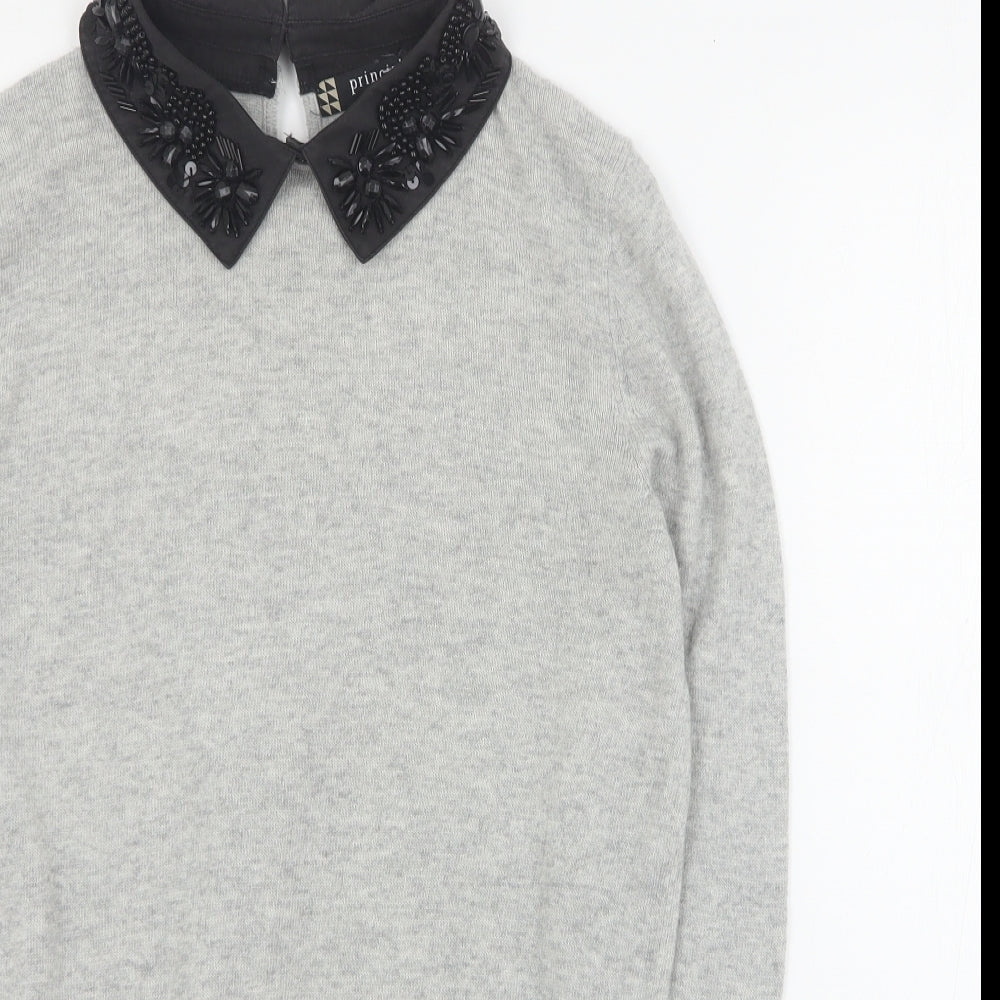 Debenhams Womens Grey Collared  Nylon Pullover Jumper Size 12