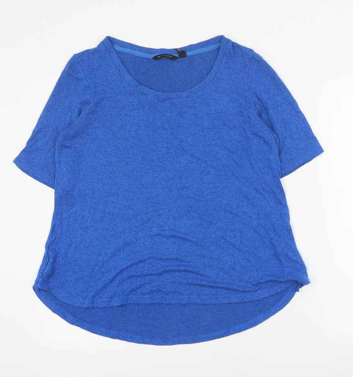 H by Halston Womens Blue Round Neck Viscose Pullover Jumper Size M