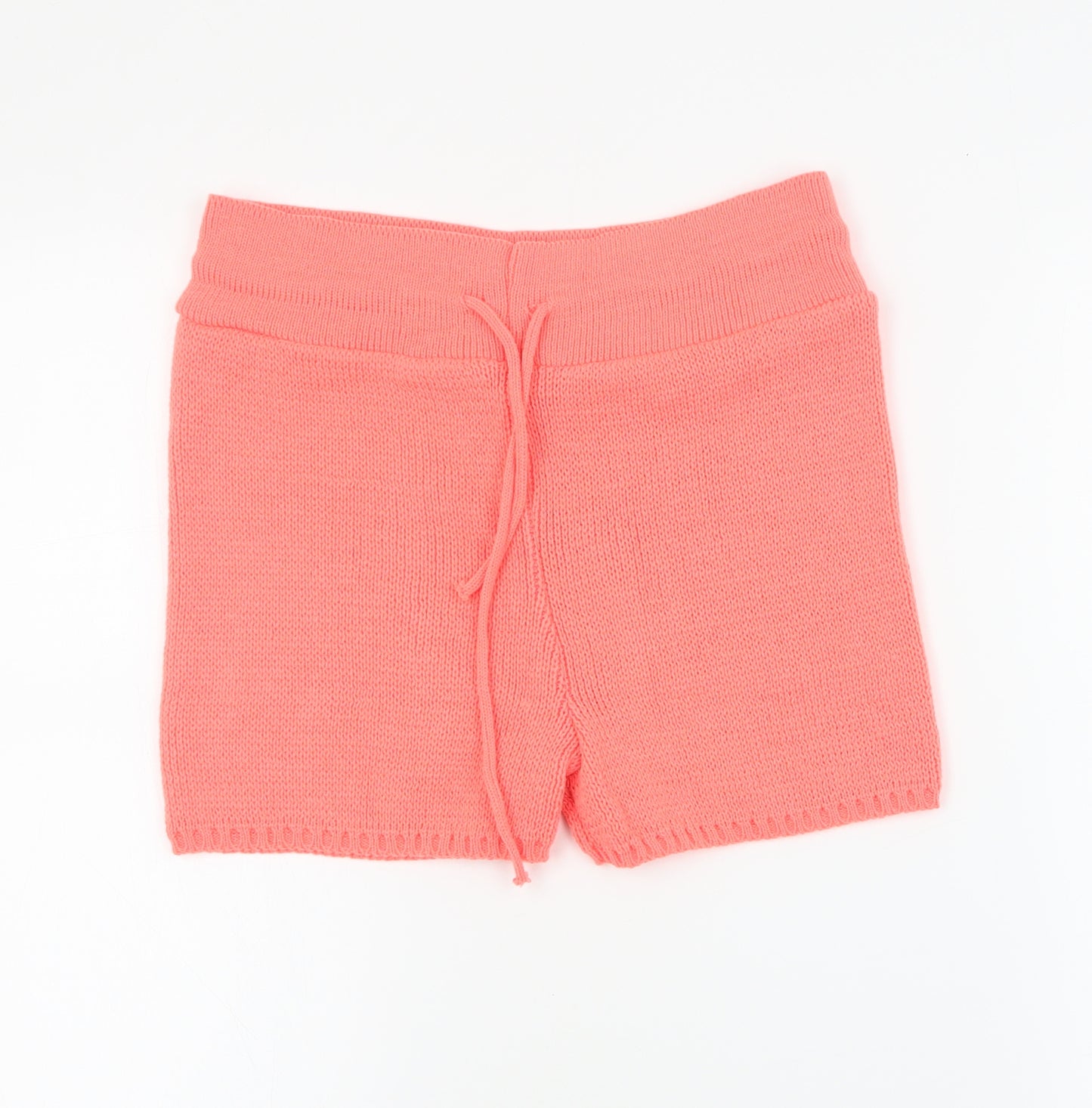 SheIn Womens Orange  Acrylic Paperbag Shorts Size M  Regular Drawstring