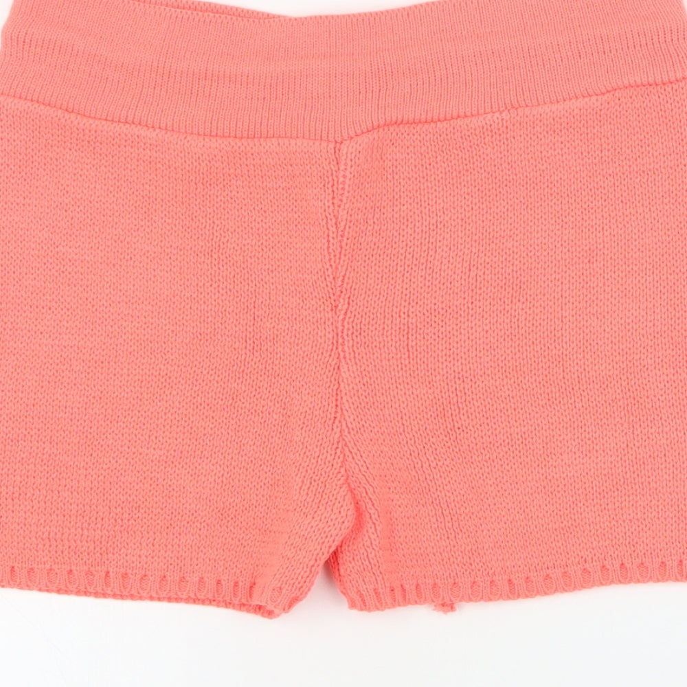 SheIn Womens Orange  Acrylic Paperbag Shorts Size M  Regular Drawstring