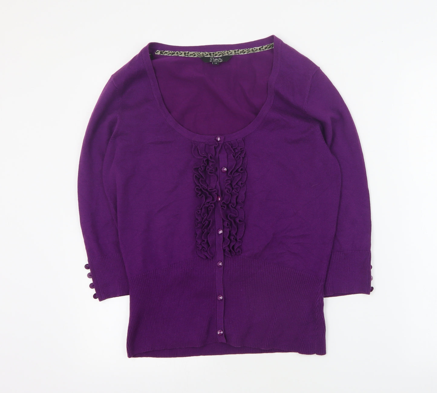 Star by Julien Macdonald Womens Purple Scoop Neck  Cotton Pullover Jumper Size 14
