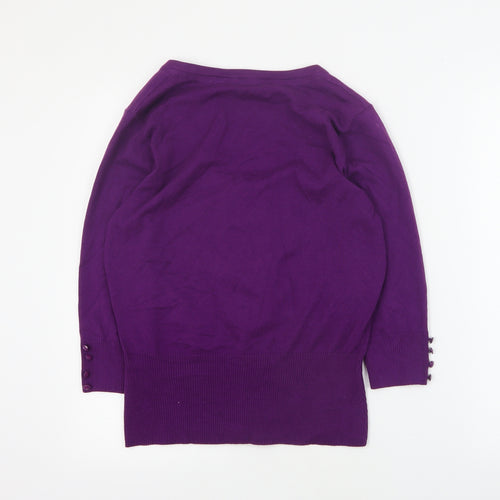 Star by Julien Macdonald Womens Purple Scoop Neck  Cotton Pullover Jumper Size 14