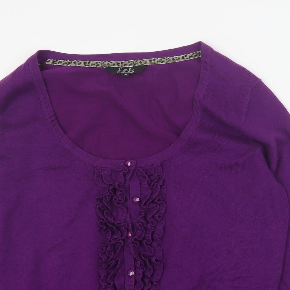 Star by Julien Macdonald Womens Purple Scoop Neck  Cotton Pullover Jumper Size 14