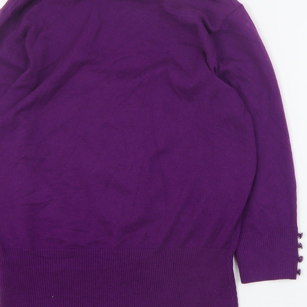 Star by Julien Macdonald Womens Purple Scoop Neck  Cotton Pullover Jumper Size 14