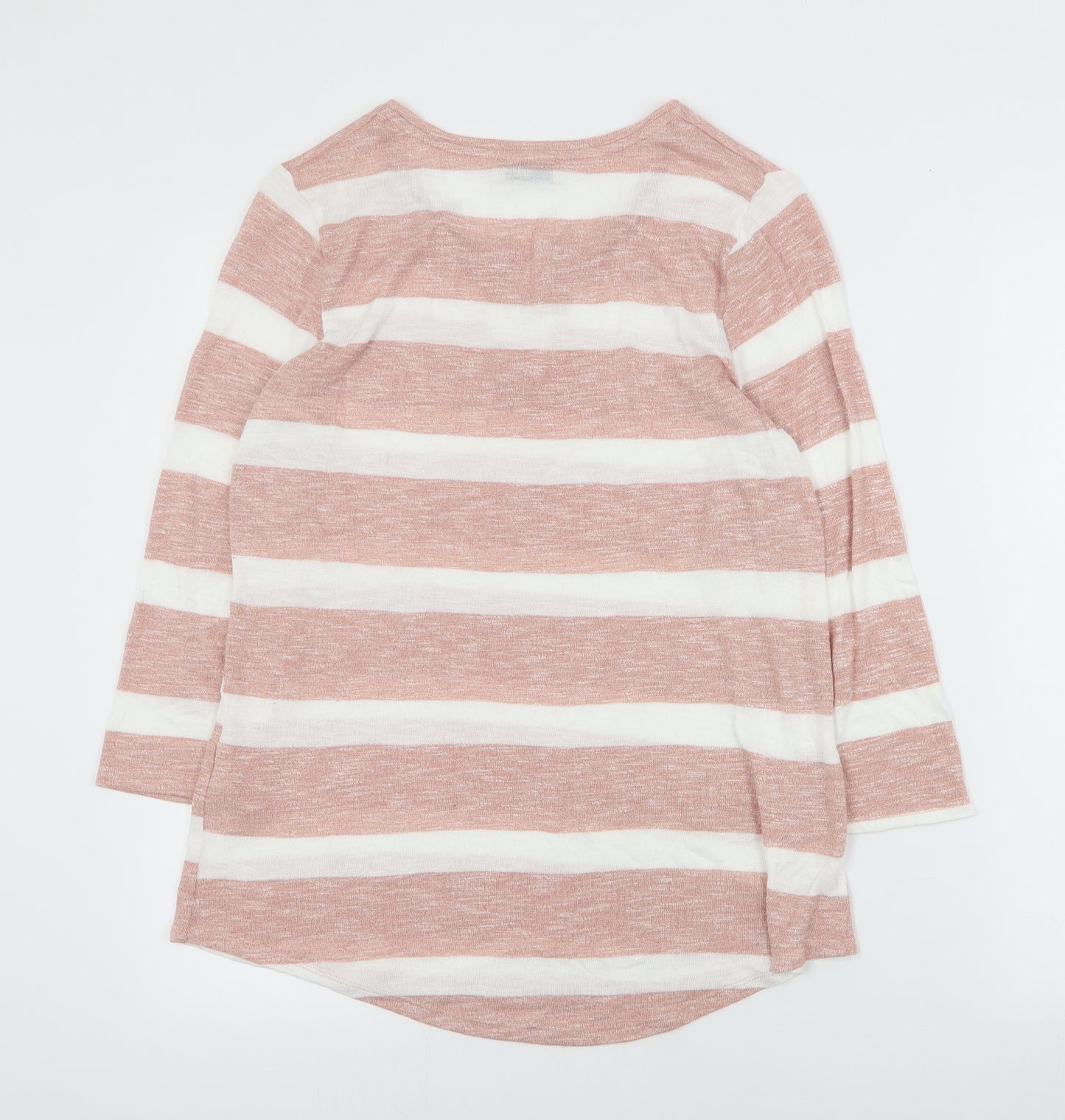 Papaya Womens Pink V-Neck Striped Viscose Pullover Jumper Size 14