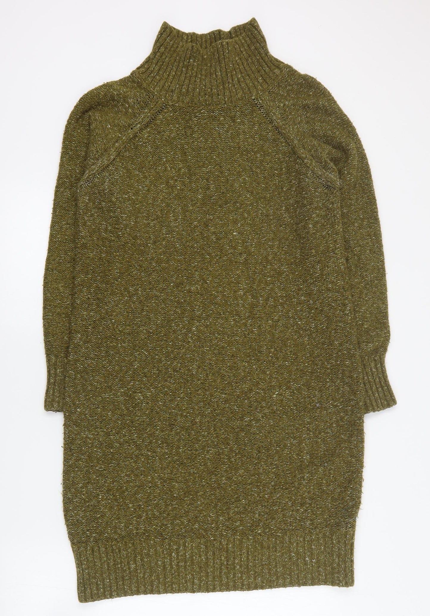 H&M Womens Green  Acrylic Jumper Dress  Size S  High Neck Pullover