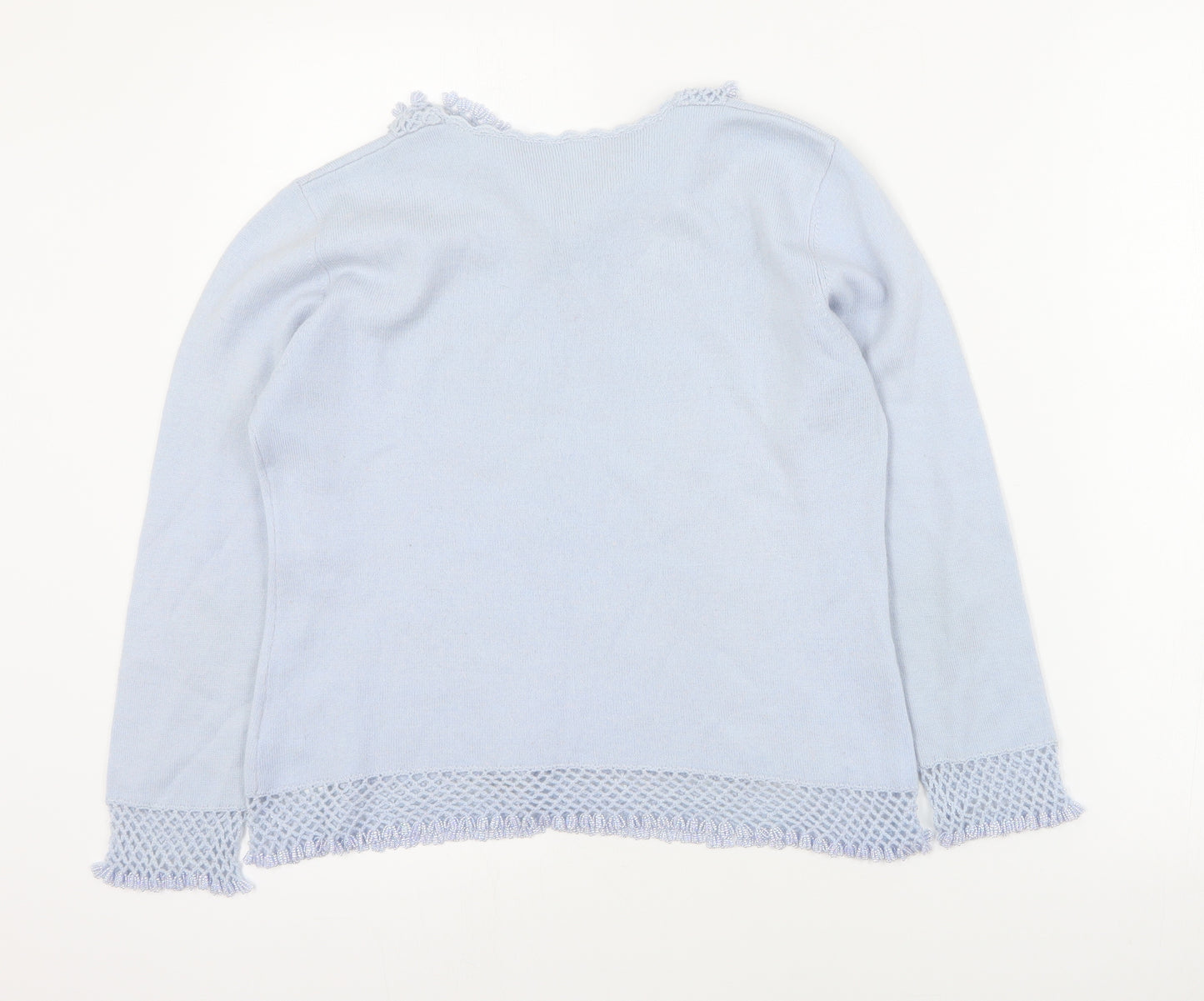 Preworn Womens Blue V-Neck  Acrylic Pullover Jumper Size M