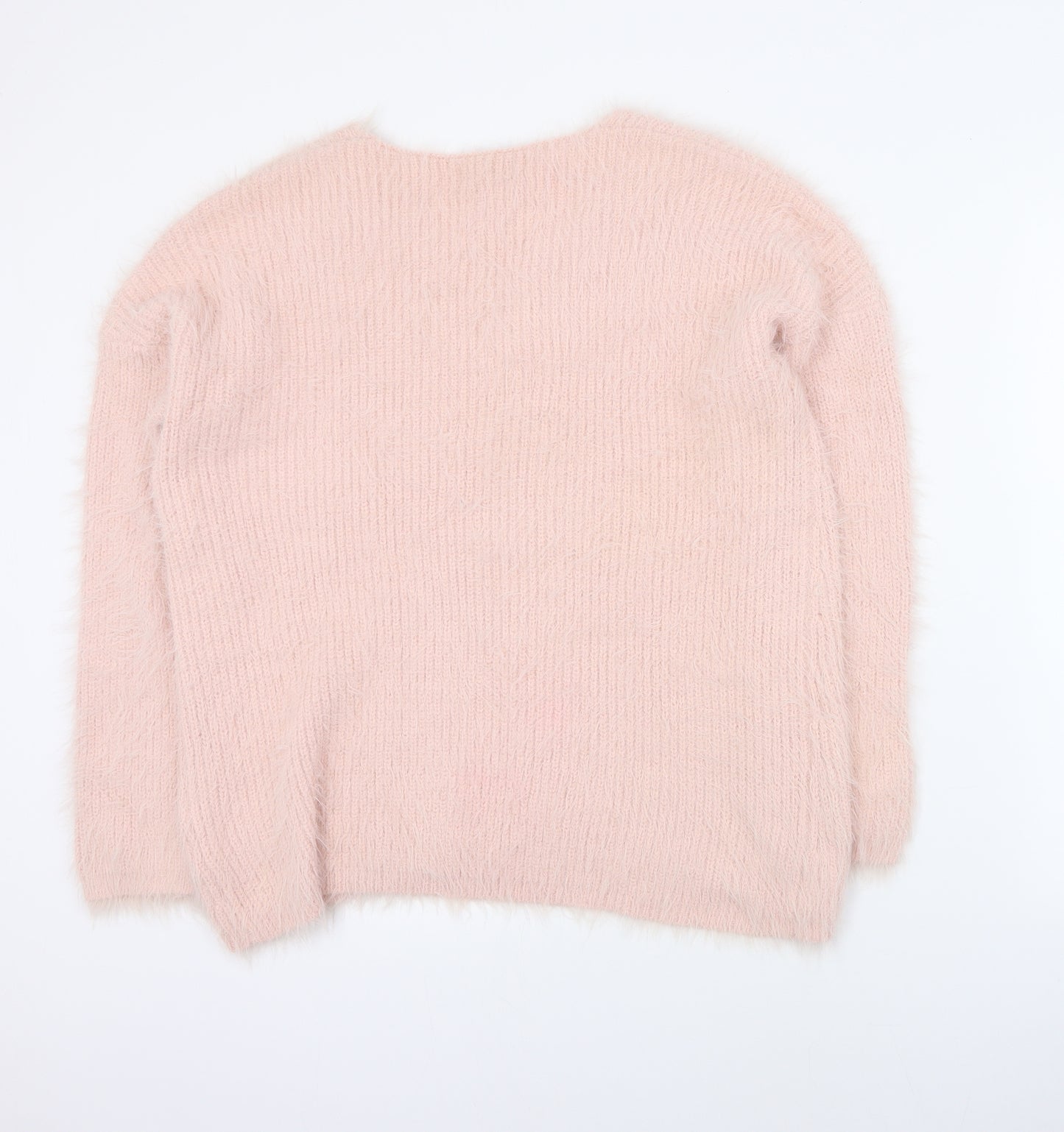 Primark Womens Pink V-Neck  Nylon Pullover Jumper Size L
