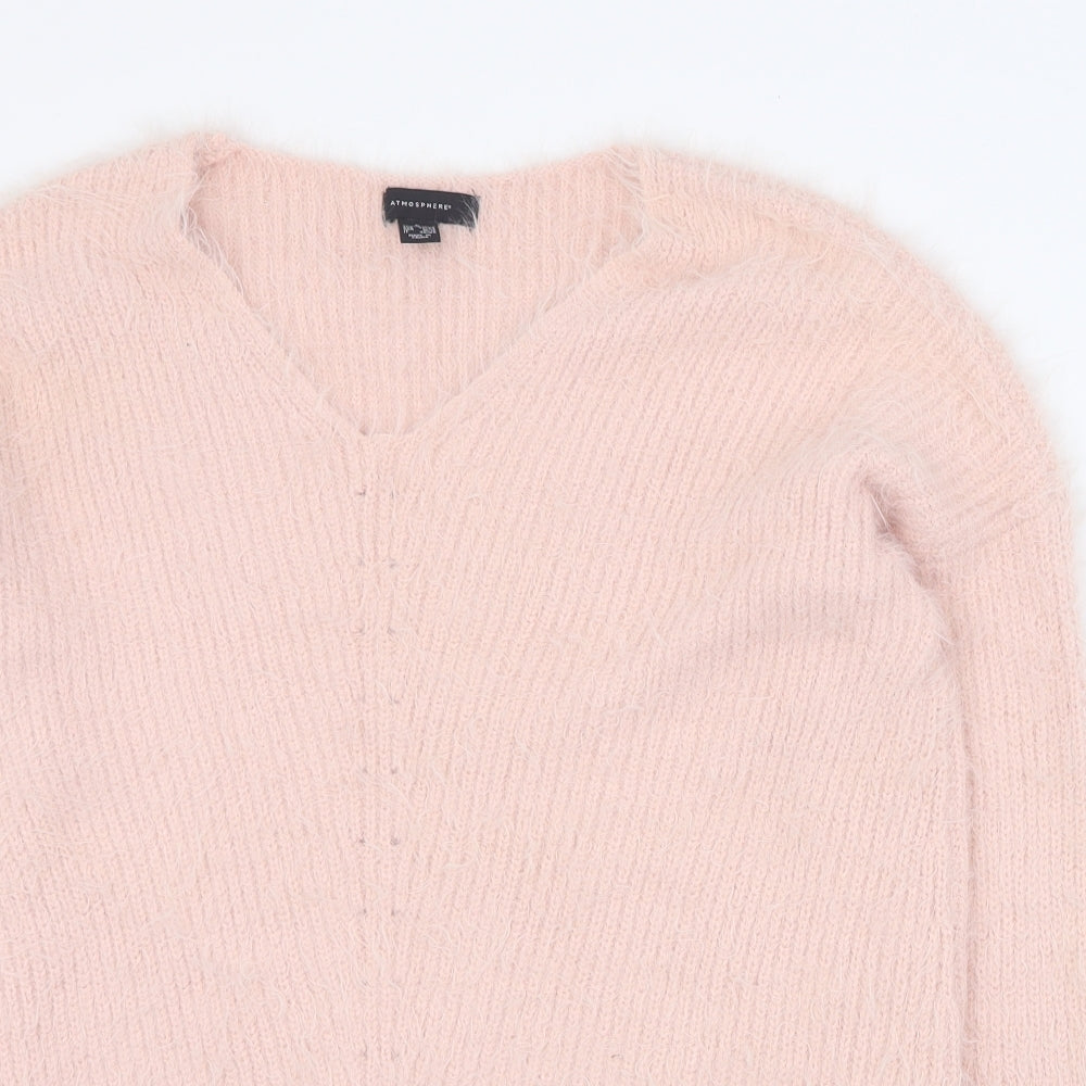 Primark Womens Pink V-Neck  Nylon Pullover Jumper Size L