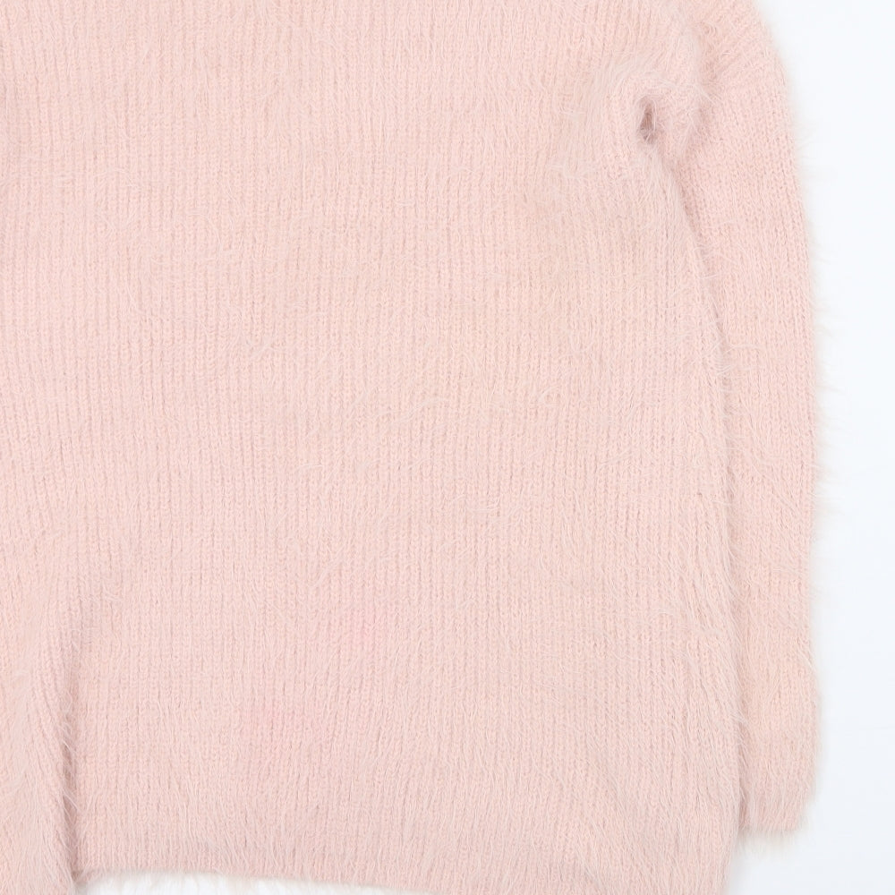 Primark Womens Pink V-Neck  Nylon Pullover Jumper Size L