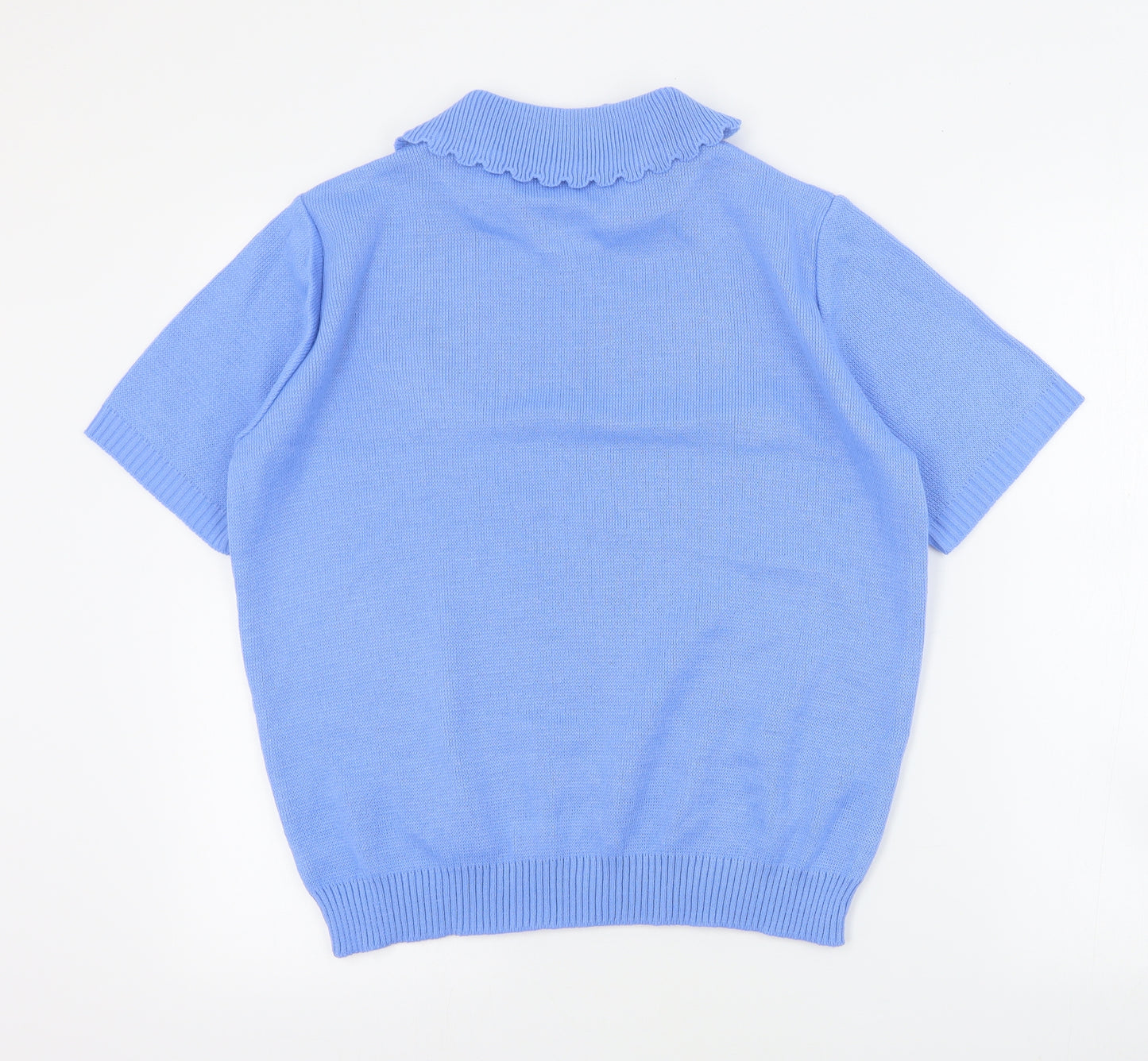 Merry Gold Womens Blue Collared  Acrylic Pullover Jumper Size S