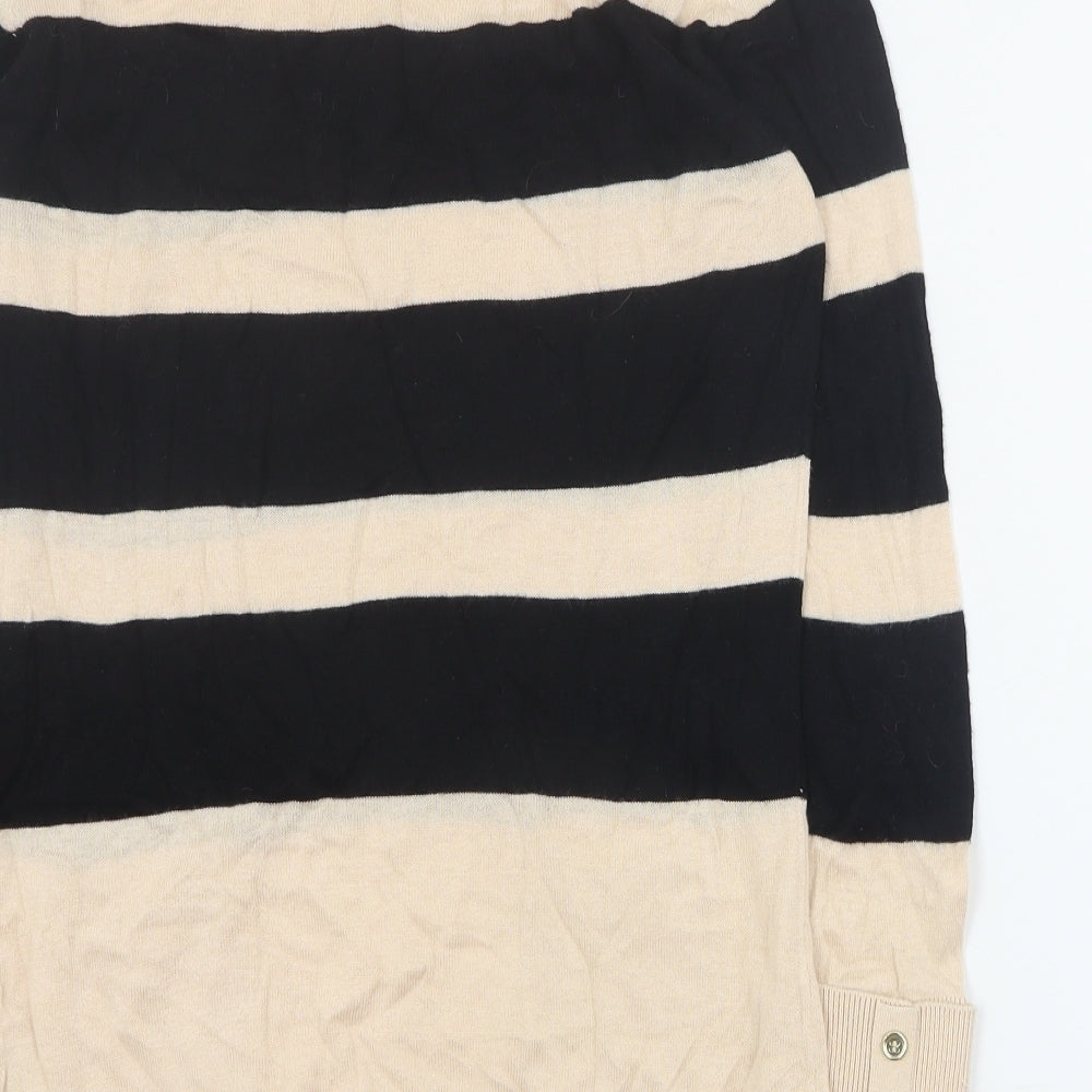 Warehouse Womens Pink Round Neck Striped Cotton Pullover Jumper Size 14