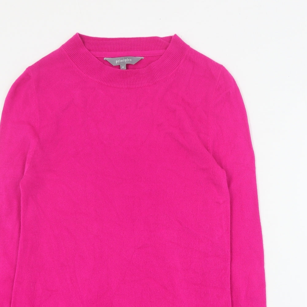 Principles Womens Pink Round Neck  Acrylic Pullover Jumper Size 8