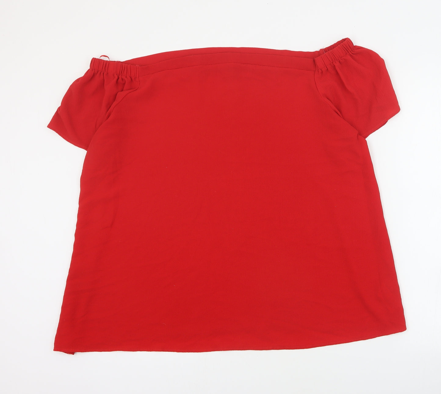 New Look Womens Red  Polyacrylate Fibre Basic Blouse Size 24 Off the Shoulder