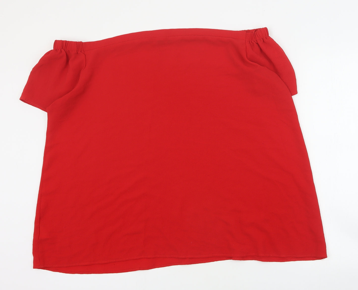 New Look Womens Red  Polyacrylate Fibre Basic Blouse Size 24 Off the Shoulder