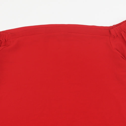 New Look Womens Red  Polyacrylate Fibre Basic Blouse Size 24 Off the Shoulder