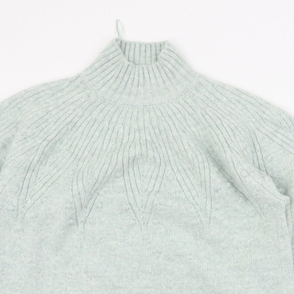 Marks and Spencer Womens Blue High Neck  Polyester Pullover Jumper Size M