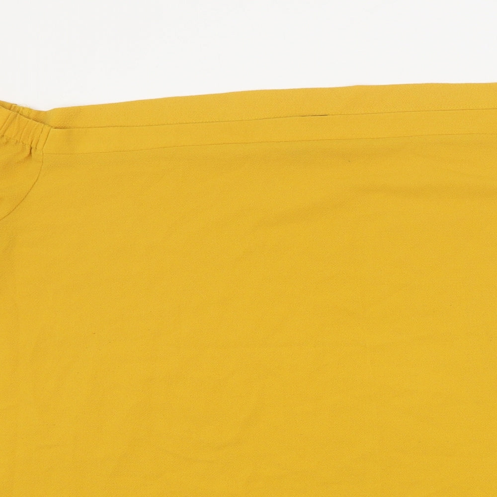 New Look Womens Yellow  Polyester Basic Blouse Size 24 Off the Shoulder