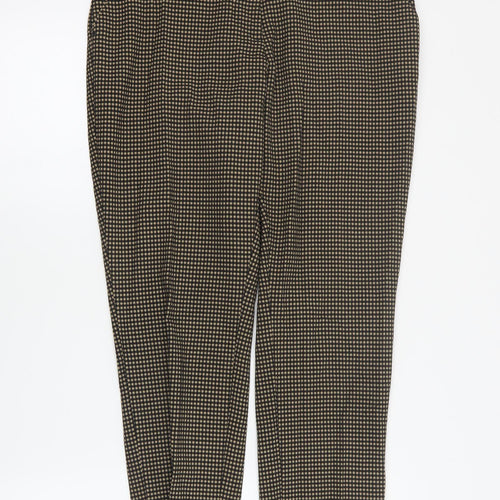 Marks and Spencer Womens Brown Geometric Polyester Carrot Trousers Size 12 L28 in Regular Zip