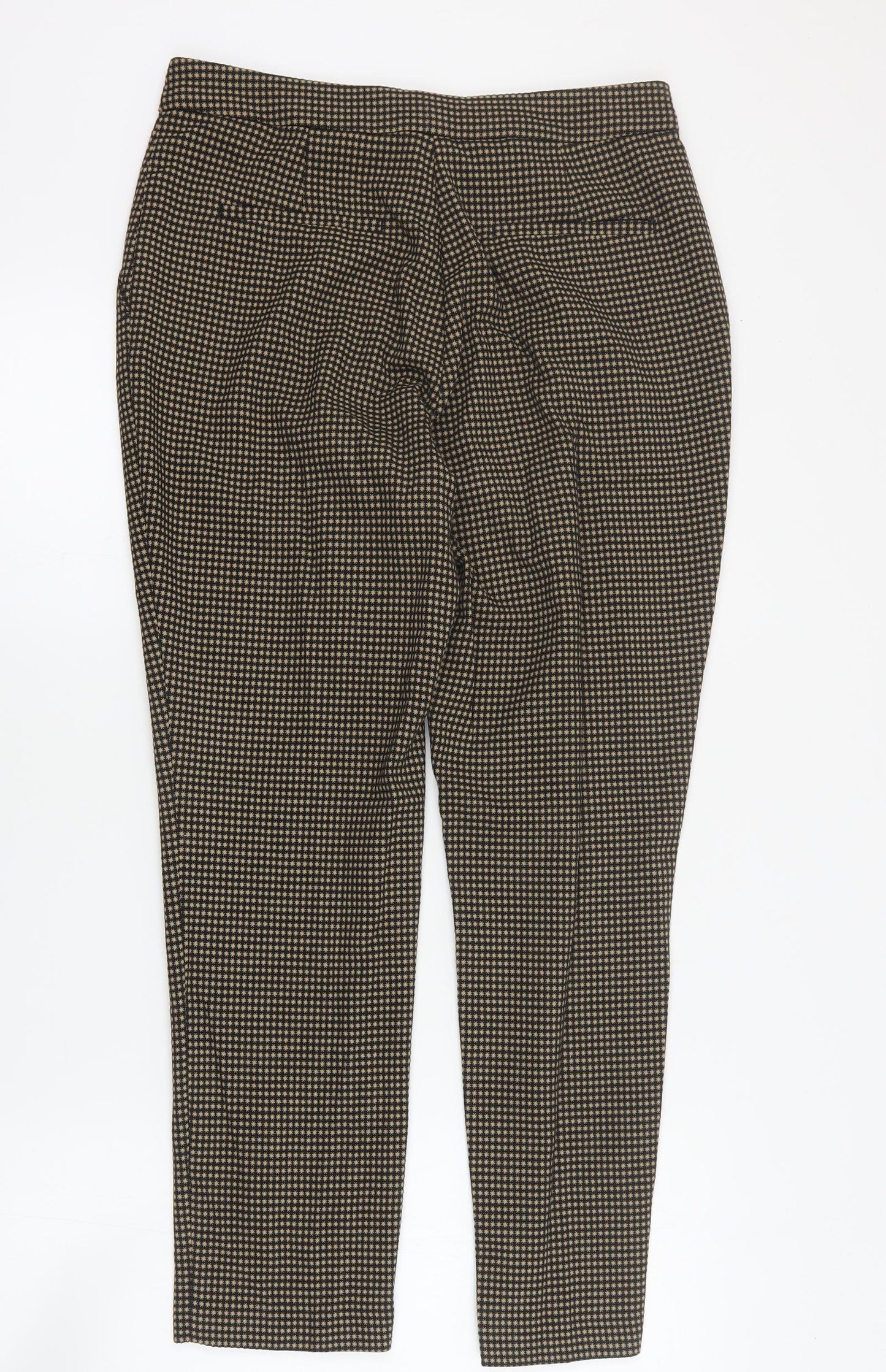 Marks and Spencer Womens Brown Geometric Polyester Carrot Trousers Size 12 L28 in Regular Zip
