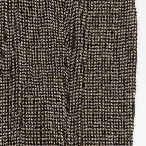 Marks and Spencer Womens Brown Geometric Polyester Carrot Trousers Size 12 L28 in Regular Zip