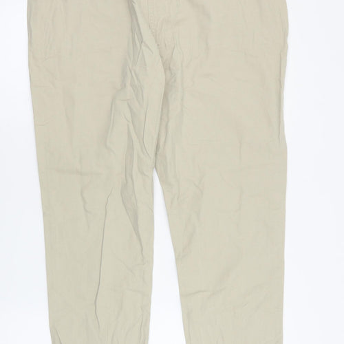 NEXT Womens Beige  Cotton Chino Trousers Size 16 L28 in Regular Zip