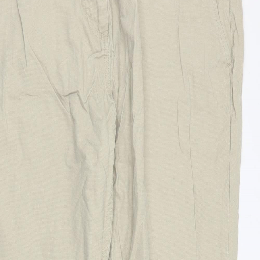 NEXT Womens Beige  Cotton Chino Trousers Size 16 L28 in Regular Zip