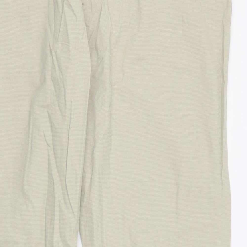 NEXT Womens Beige  Cotton Chino Trousers Size 16 L28 in Regular Zip