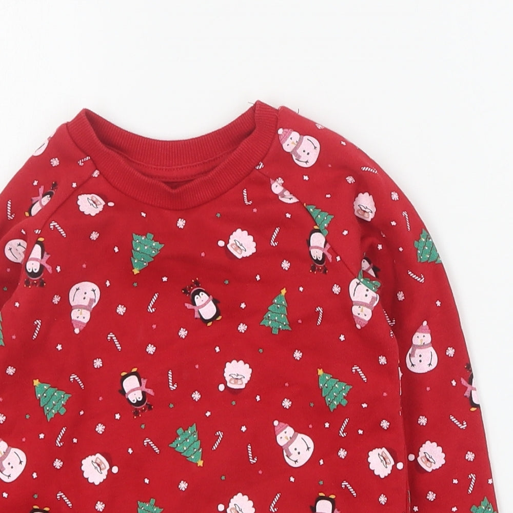 Primark Baby Red Geometric Cotton Pullover Jumper Size 18-24 Months  Pullover - Christmas