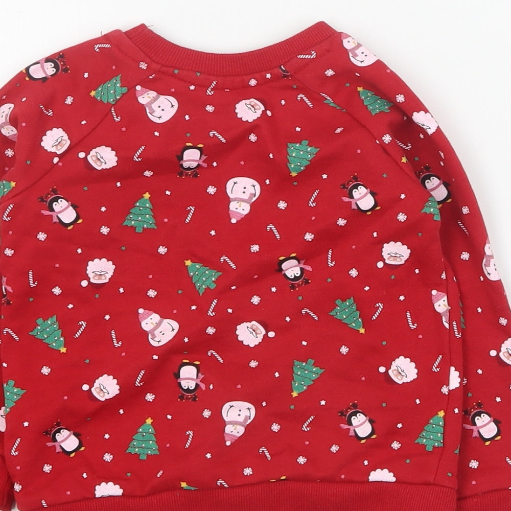 Primark Baby Red Geometric Cotton Pullover Jumper Size 18-24 Months  Pullover - Christmas