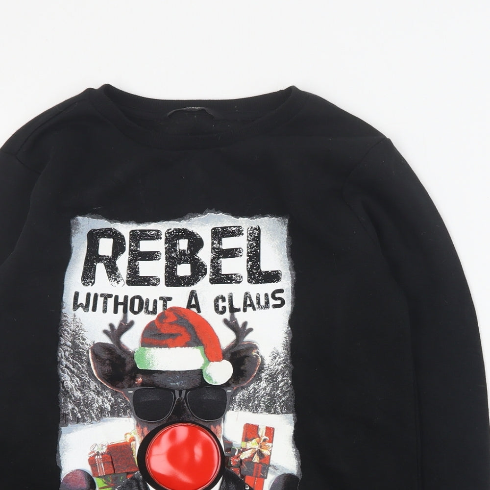 George Boys Black  Cotton Pullover Sweatshirt Size 10-11 Years  Pullover - Christmas