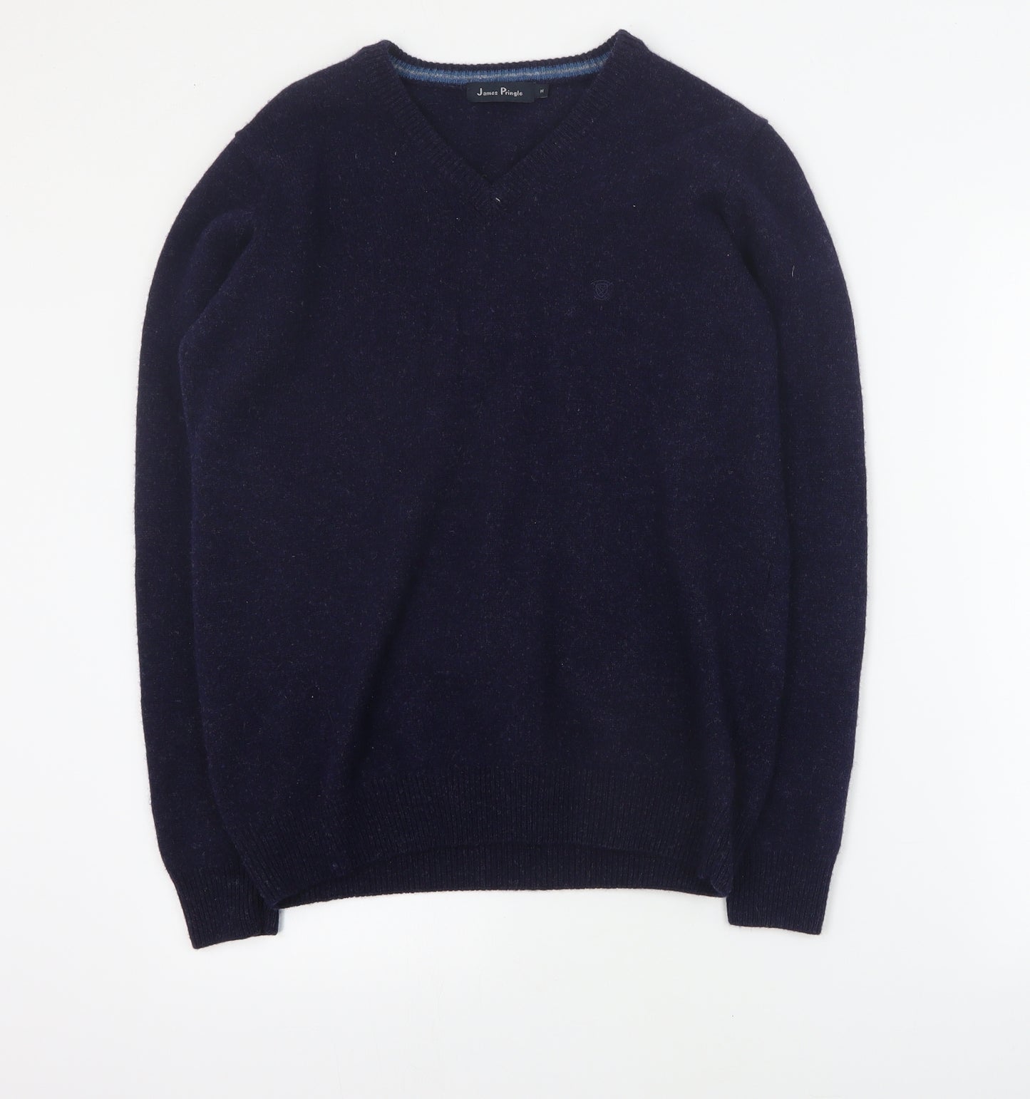 James Pringle Mens Blue V-Neck  Wool Pullover Jumper Size M