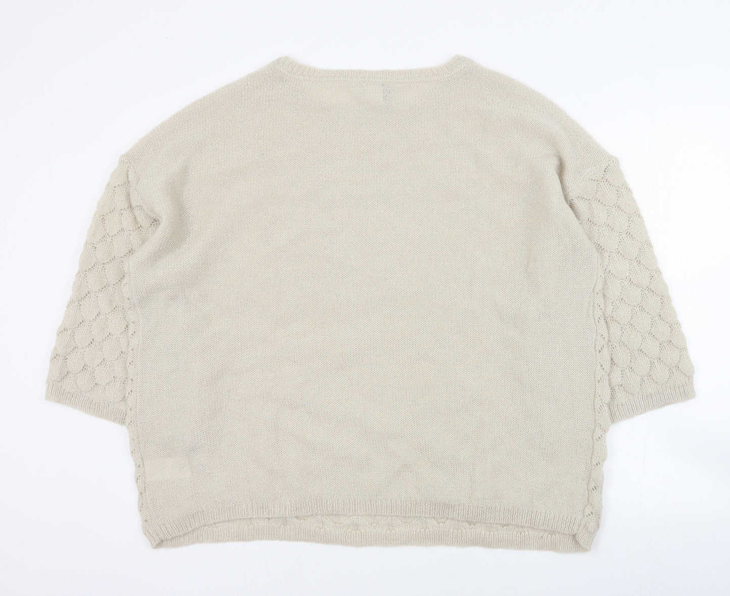 BC Womens Beige Round Neck  Acrylic Pullover Jumper Size 18
