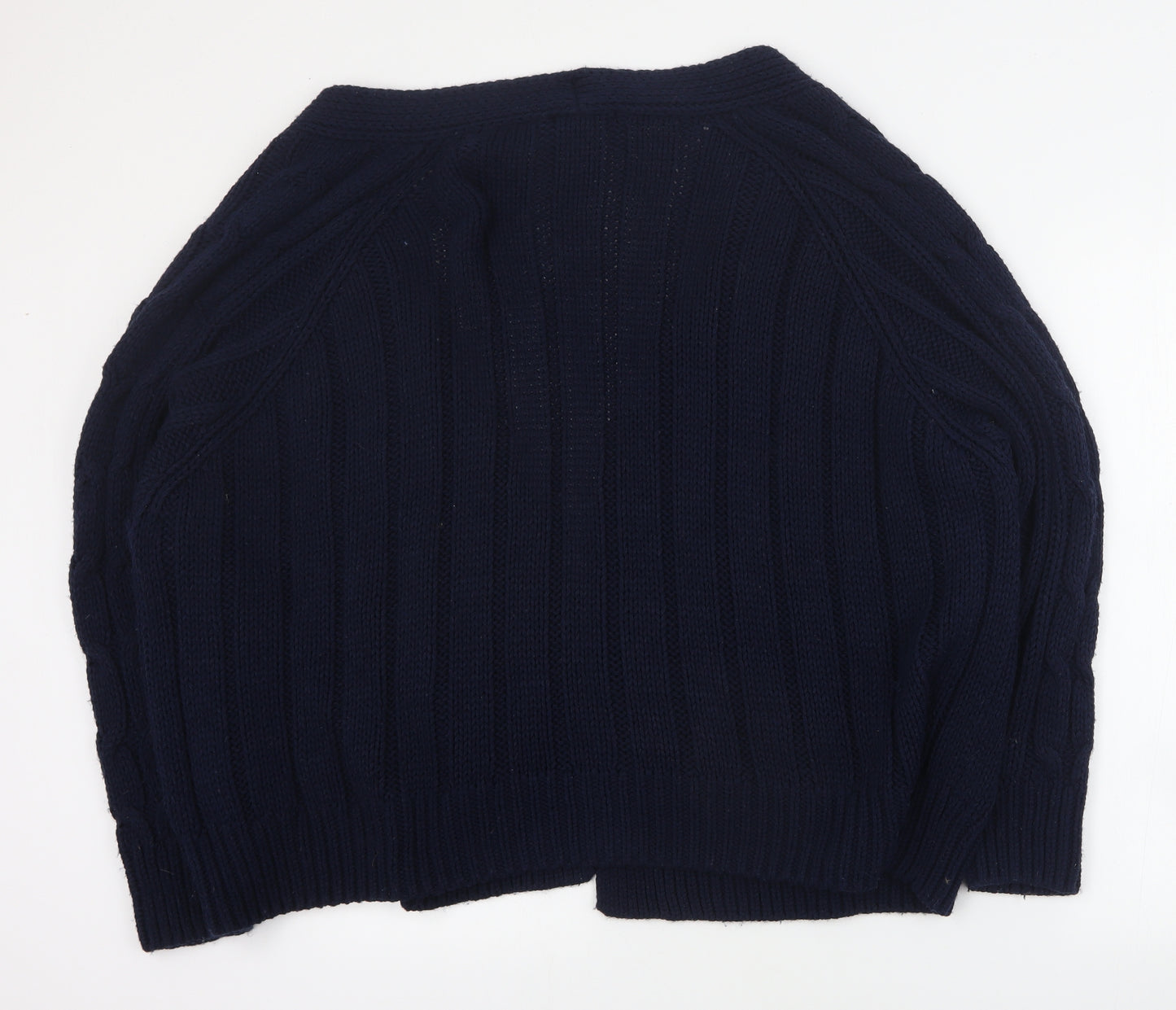 TU Womens Blue V-Neck  Acrylic Cardigan Jumper Size 24