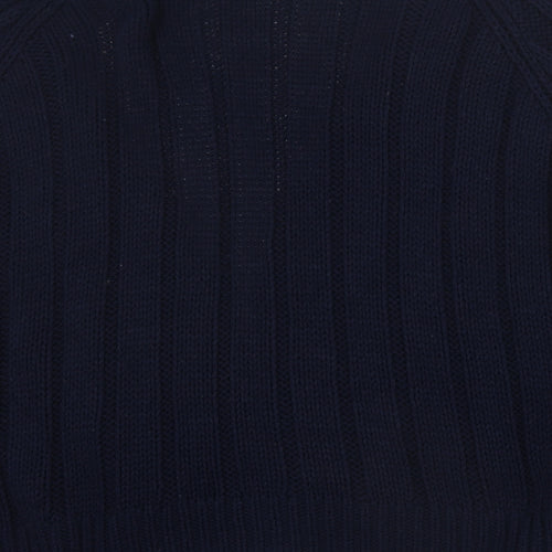 TU Womens Blue V-Neck  Acrylic Cardigan Jumper Size 24