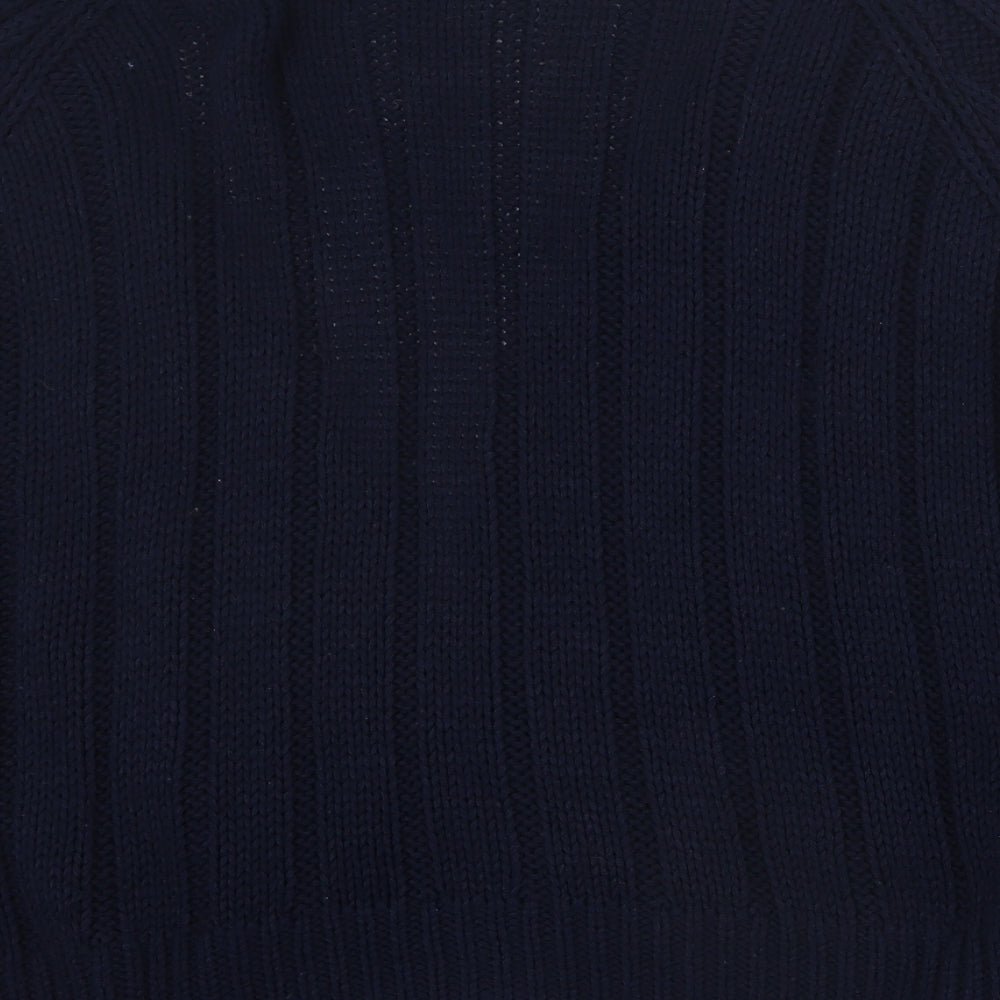 TU Womens Blue V-Neck  Acrylic Cardigan Jumper Size 24