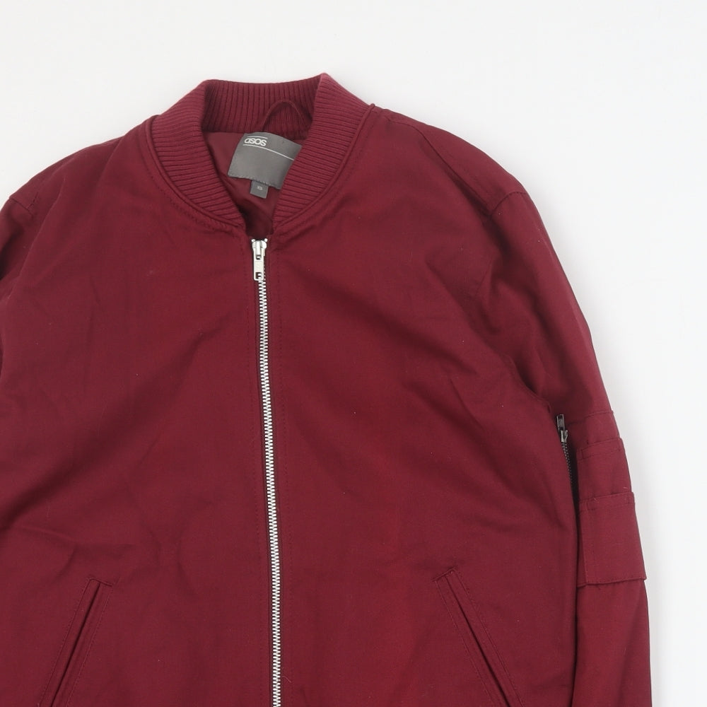 ASOS Mens Red   Bomber Jacket Jacket Size XS  Zip