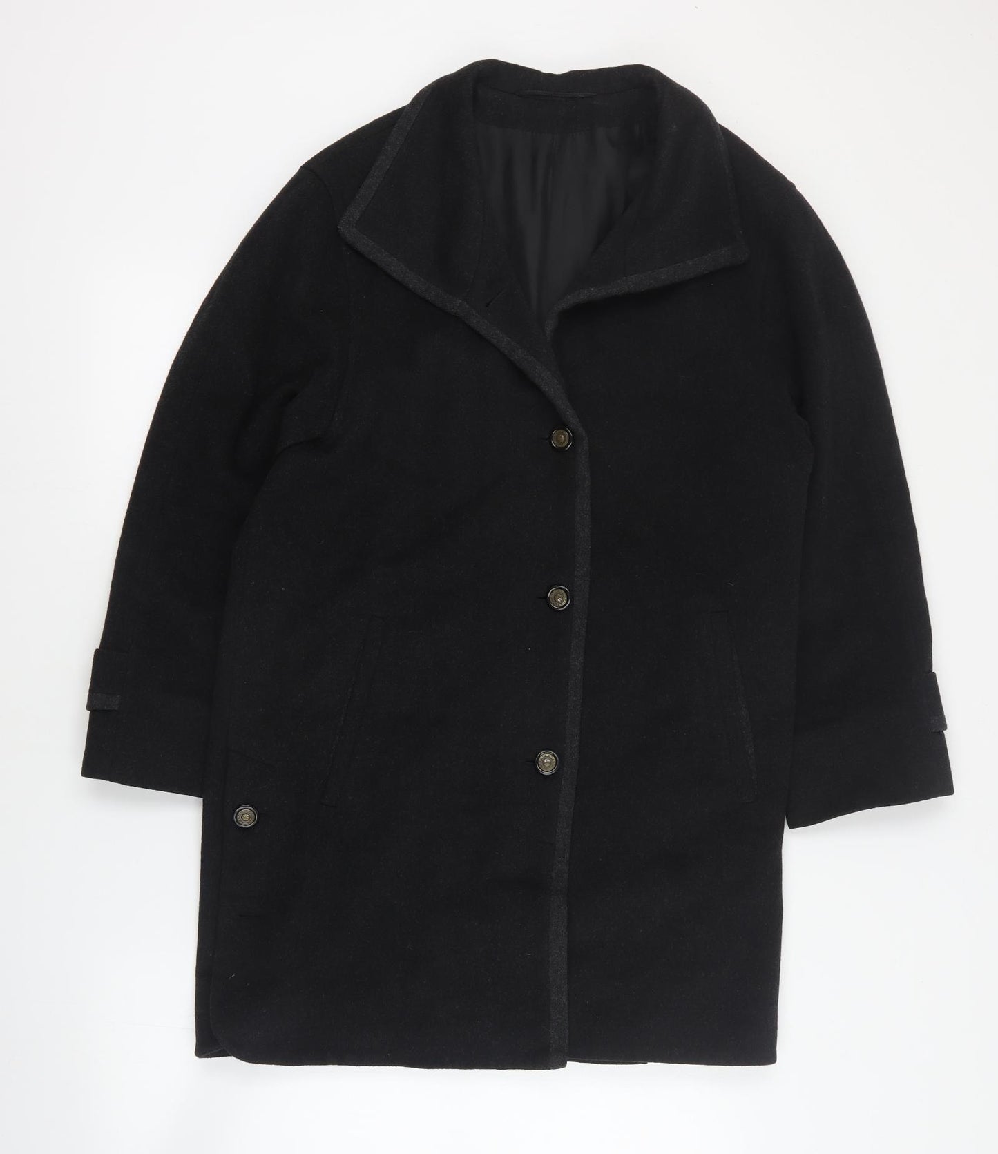 Preworn Mens Black   Overcoat Coat Size S  Button