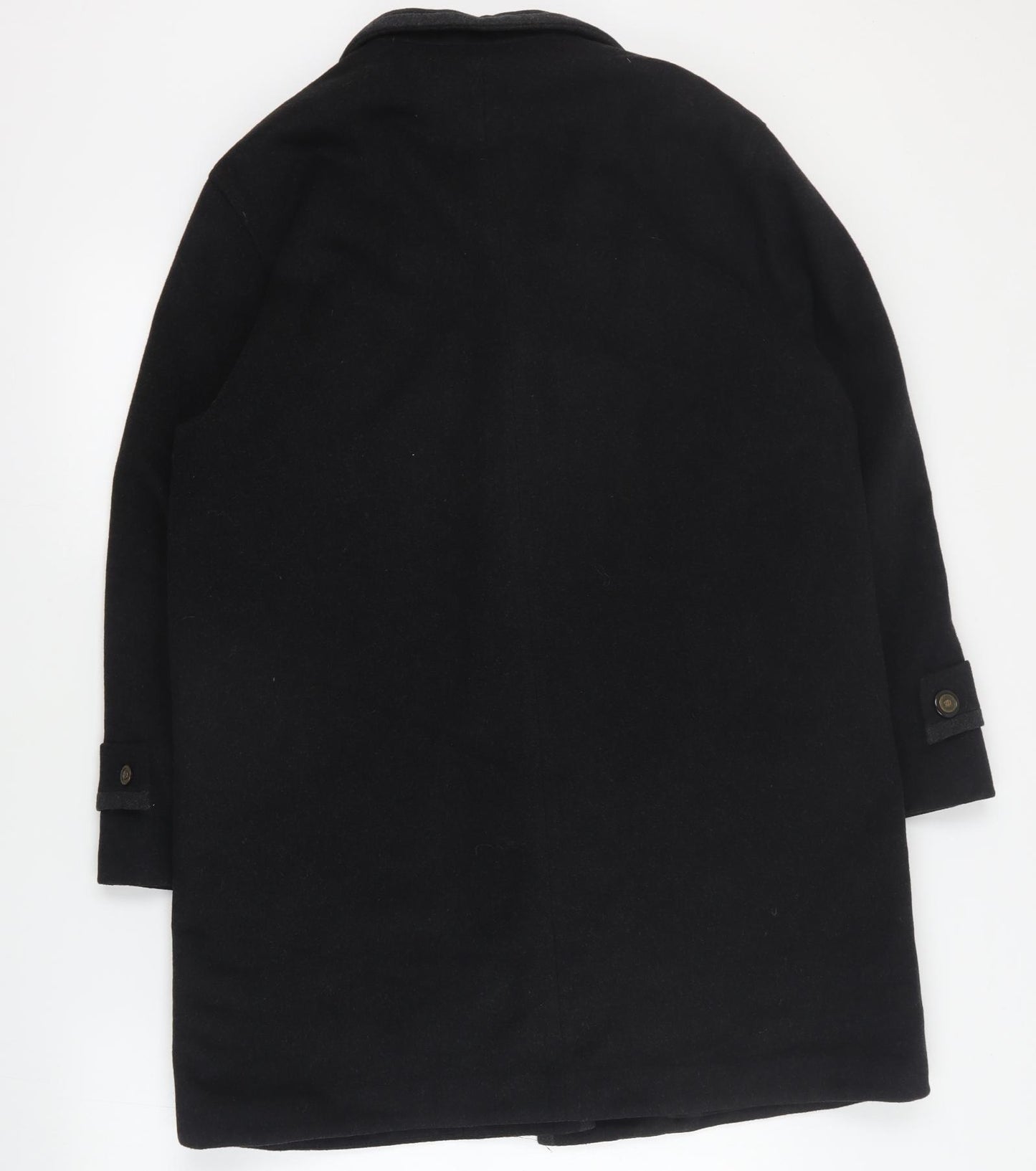 Preworn Mens Black   Overcoat Coat Size S  Button