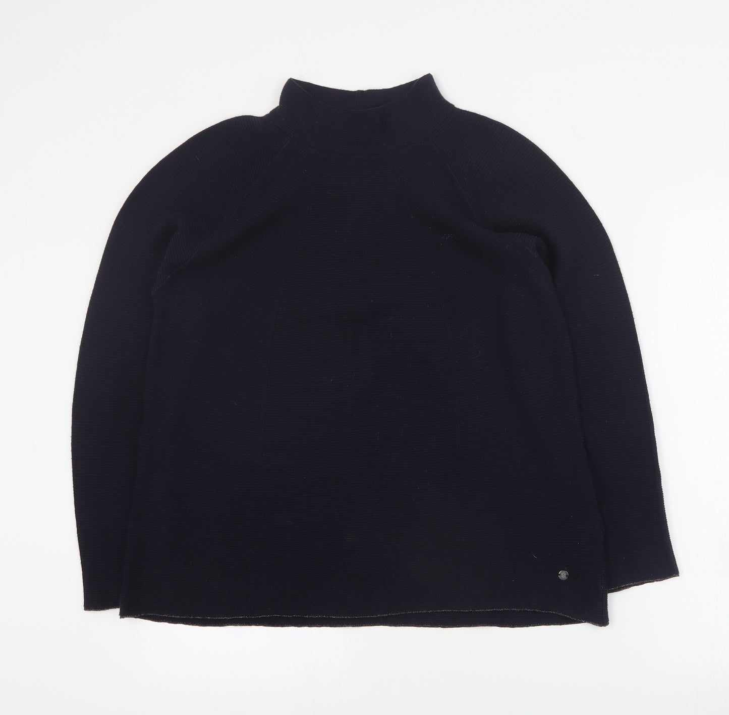 monari Womens Blue High Neck  Cotton Pullover Jumper Size 16