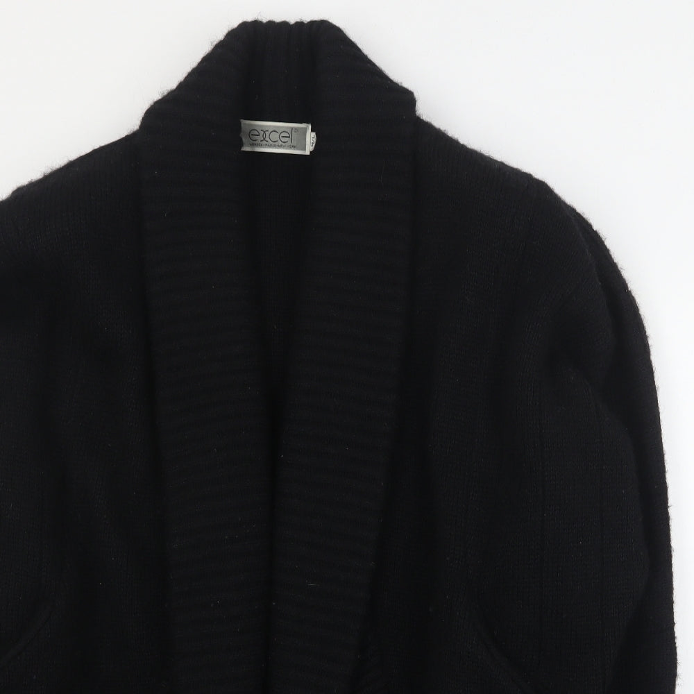Excel Womens Black V-Neck  Acrylic Cardigan Jumper Size M