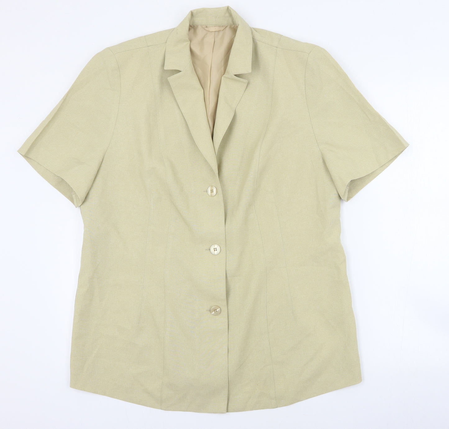 essence Womens Beige  Polyester Basic Button-Up Size 18 Collared