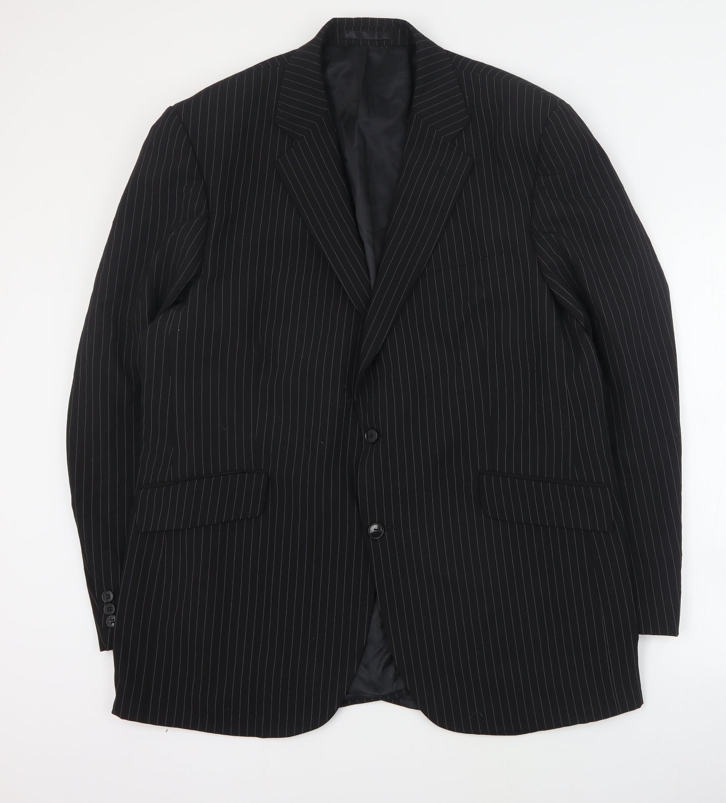 Centaur Mens Black Striped Polyester Jacket Suit Jacket Size XL